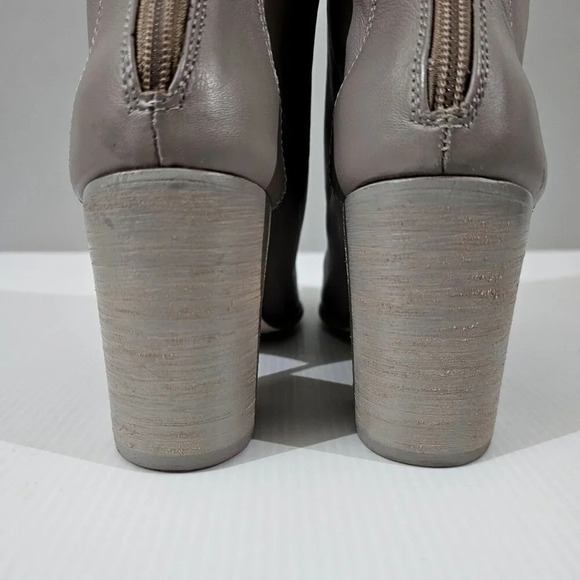 Chocolat Blu Boston Ankle Boot Womens EU 38 Taupe Gray Leather Block Heel Fall - Picture 8 of 16